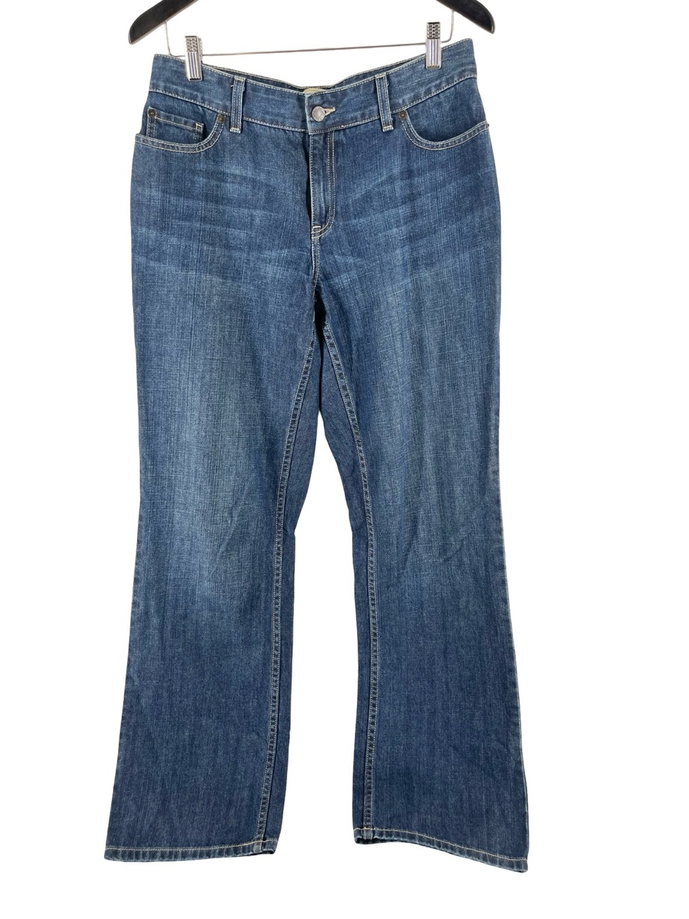 L.L.Bean Favorite Fit Curvy Wide Leg Jeans Woman 10 Long 34” Inseam Medium Wash - Picture 2 of 8